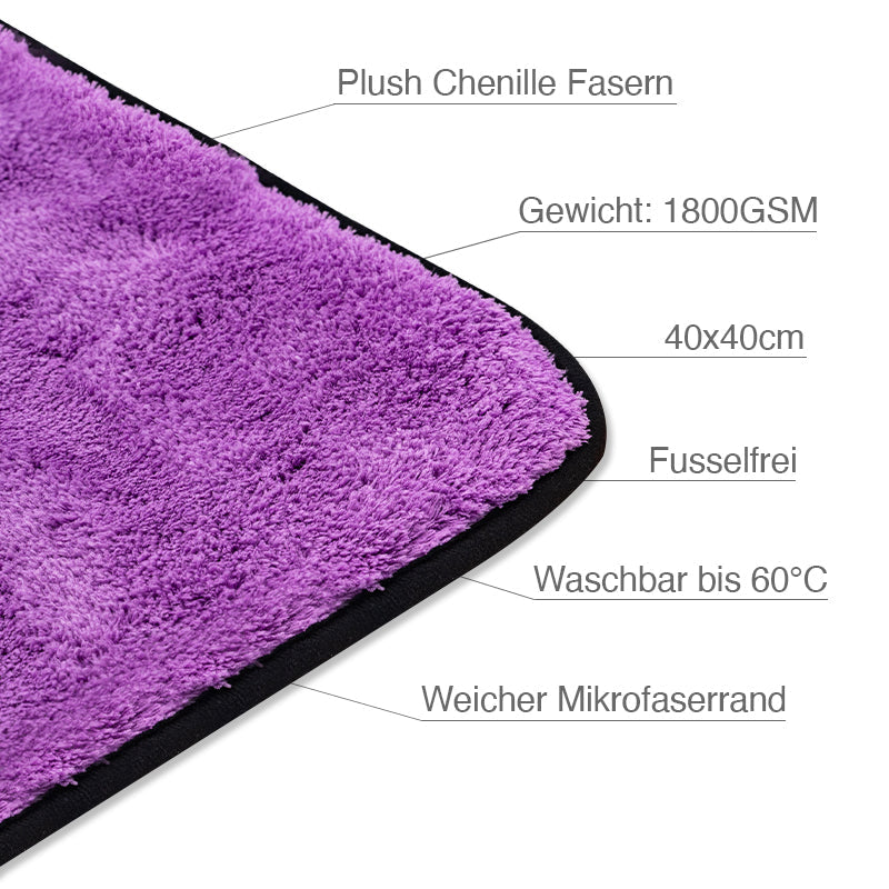 3er Set Mikrofasertuch "Purple Monster" - 1800GSM, 40x40cm